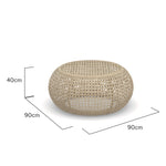 Dimensions of a round Wicker Coffee Table made from natural Rattan from the Cayman range by the House of Curators
