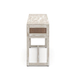 Rockhampton Solid Mango Wood Console Table in Driftwood Grey Wash Finish featuring Rustic Rattan Inlays Image 3