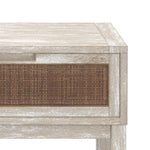 Rockhampton Solid Mango Wood Console Table in Driftwood Grey Wash Finish featuring Rustic Rattan Inlays Image 4