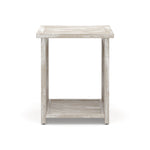 Rockhampton Solid Mango Wood Side Table in Driftwood Grey Wash Finish featuring Rustic Rattan Inlays Image 2