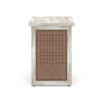 Rockhampton Solid Mango Wood Side Table in Driftwood Grey Wash Finish featuring Rustic Rattan Inlays Image 3