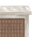 Rockhampton Solid Mango Wood Side Table in Driftwood Grey Wash Finish featuring Rustic Rattan Inlays Image 4